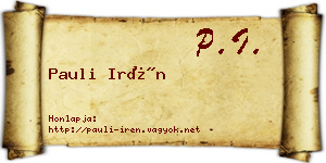 Pauli Irén névjegykártya